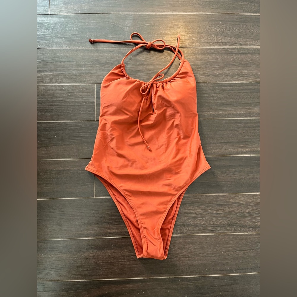 NWT ABERCROMBIE & FITCH Burnt Orange High-leg Cheeky One Piece Swimsuit